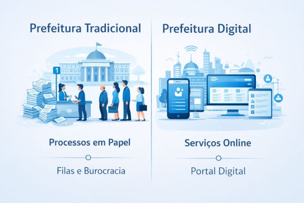 prefeitura tradicional vs prefeitura digital