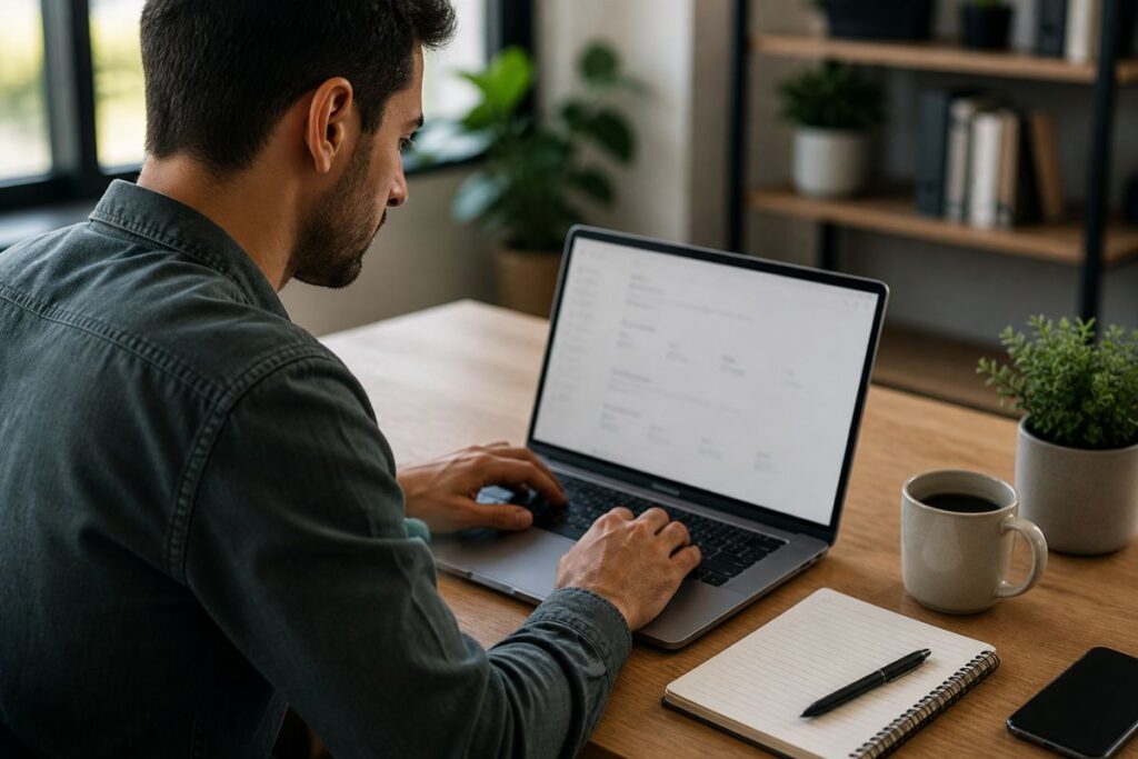 pessoa cadastrando empresa no Google pelo computador em ambiente de trabalho