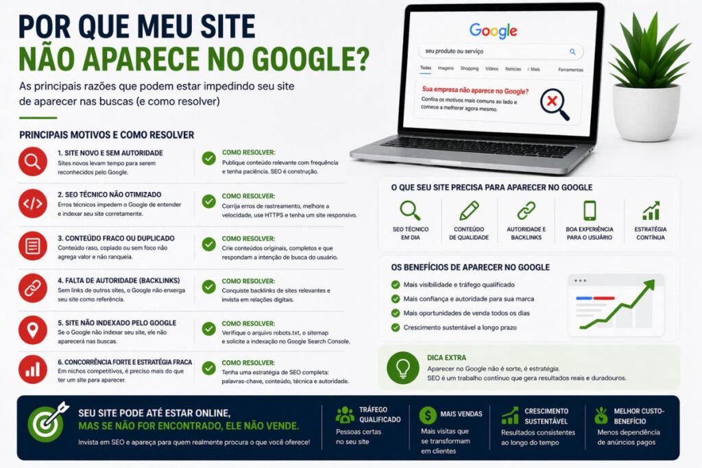 Por que meu site não aparece no google