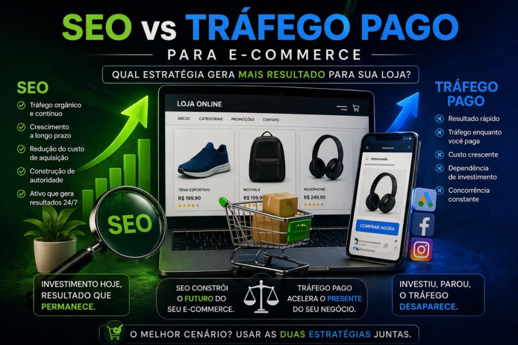 SEO vs tráfego pago para e-commerce