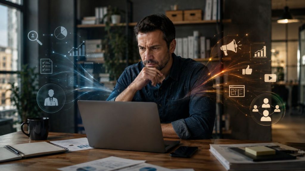 Consultoria de marketing ou agência de marketing digital.
