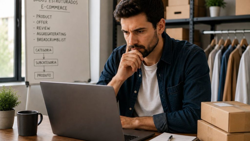 Análise de dados estruturados para e-commerce com marcações Product, Offer, Review e Breadcrumb em páginas de produto
